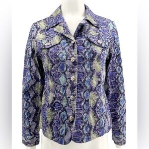 Hearts Of Palm Snake Printed Jacket Sz 12